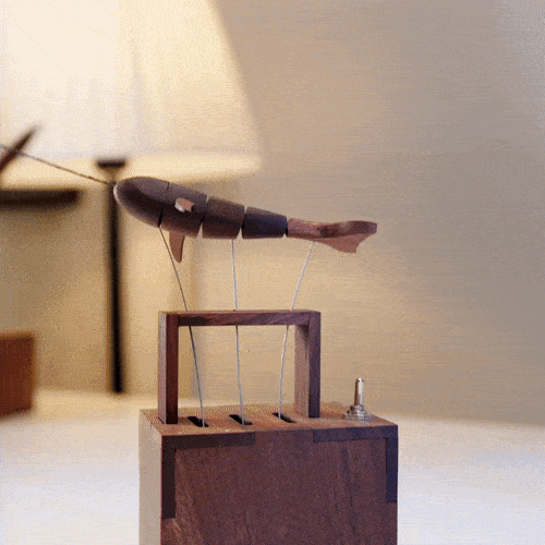 Handcrafted Walnut Narwhal Automaton – The Ocean’s Unicorn in Motion