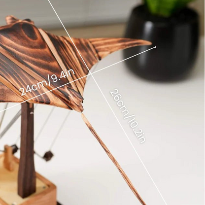 Handcrafted Walnut Manta Ray Automaton – The Ocean’s Silent Glider - Luminoya