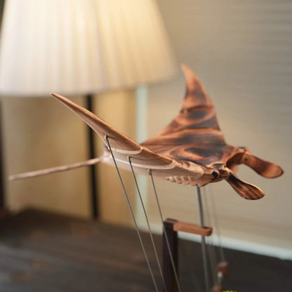 Handcrafted Walnut Manta Ray Automaton – The Ocean’s Silent Glider - Luminoya