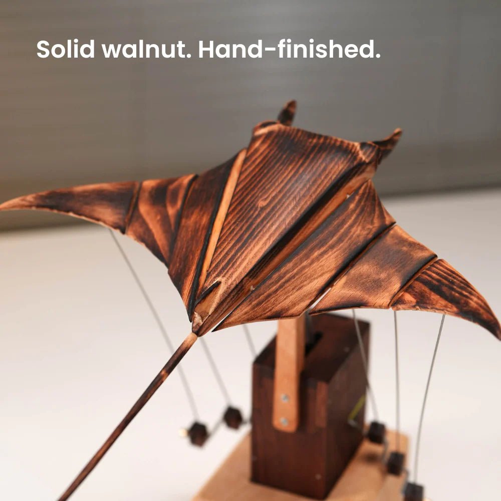 Handcrafted Walnut Manta Ray Automaton – The Ocean’s Silent Glider - Luminoya
