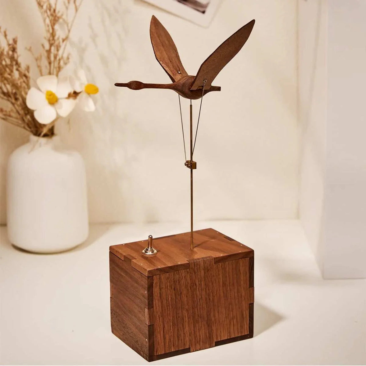 Handcrafted Walnut Swan Automaton – Grace in Motion - Luminoya